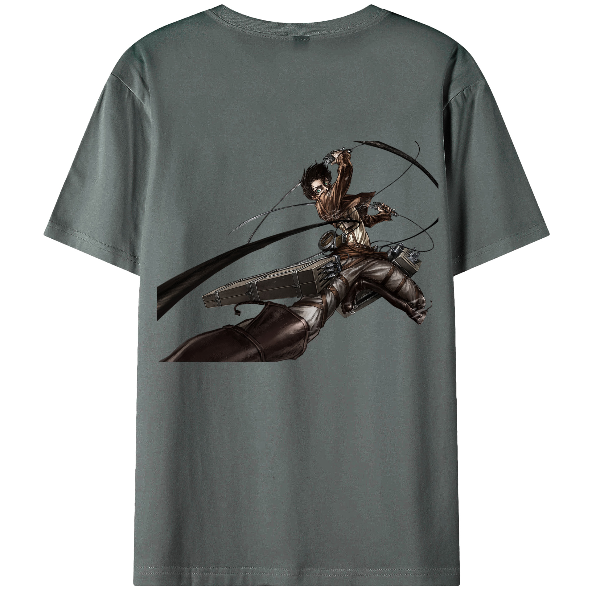（画像用） 進撃の巨人 エレン･イェーガー Attack on Titan Eren Jäger 綿100％ メンズ半袖Tシャツ（バックプリント） 通気性